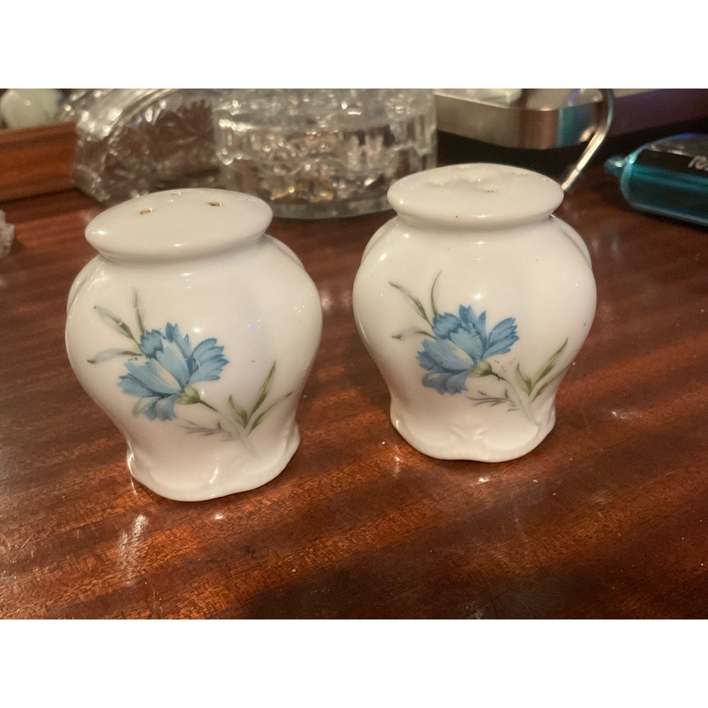 Vintage Inarco Japan Blue Floral Salt and Pepper Shakers E-4775 Ceramic Set